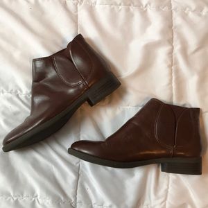 Brown leather booties size 6